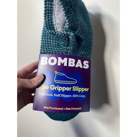 Bombas Gripper Slipper Womens Medium Teal Pine Knit Half Sock Slipper M open box - Picture 3 of 6